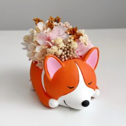 Кашпо Сплячий коргі з букетом