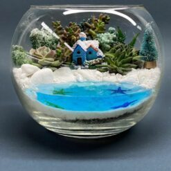 Новогодний Флорариум со снегом и водоемом