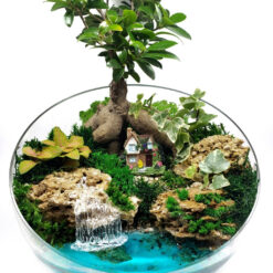 Флорариум-светлячок с Бонсай - Влюбленные - 26 см