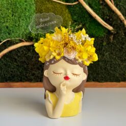 Кашпо Україночка в жовтому кольорі з топером