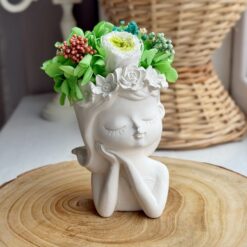 кашпо гіпсове дівчинка з букетом