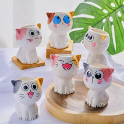 кашпо, котик, вазон для цветов, подарок, декор