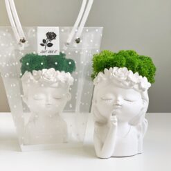 Кашпо Дівчина з мохом та подарунковим пакетом