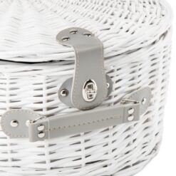 білий кошик для пікніка з виделками