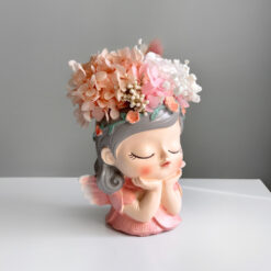 Кашпо Лесная фея в розовом с букетом