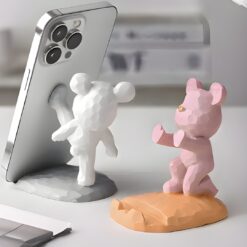Підставка для телефону Ведмежа біла рожева
