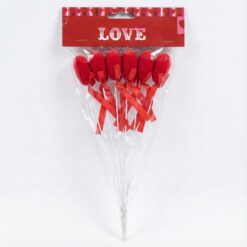 Набір з 6 флокових сердець на паличці