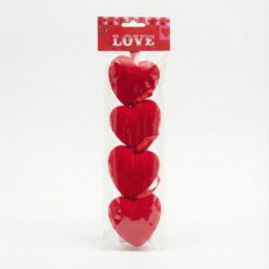 Набір з 4 підвісних флокових сердець