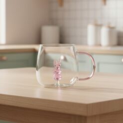 Скляна кружка з фігуркою Кролик