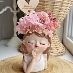 кашпо керамічне з букетом із стабілізованих рослин