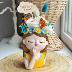 кашпо з букетом зі стабілізованих квітів